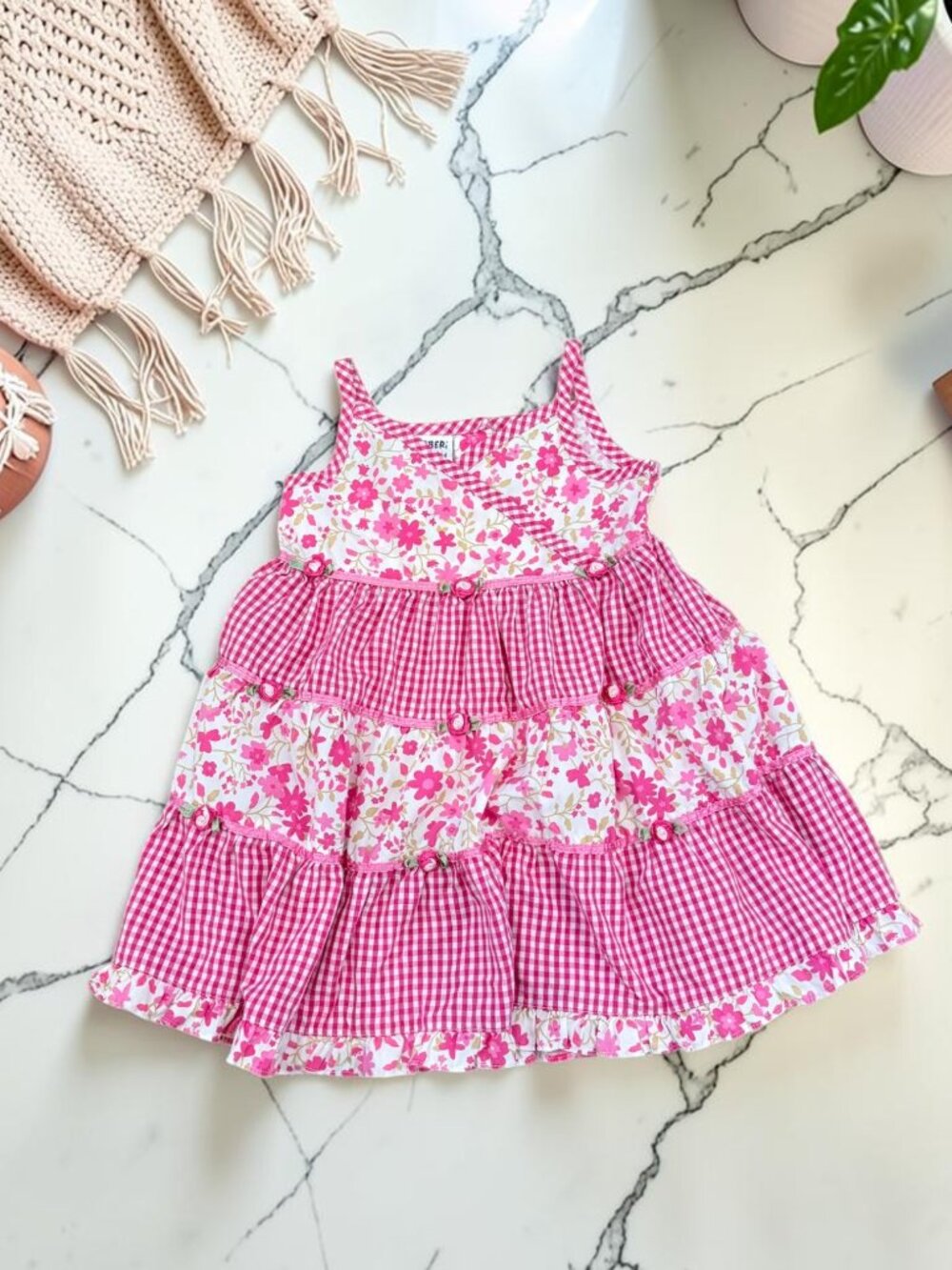 Blueberi Boulevard Girls Size 3T Pink 3D Floral Dress